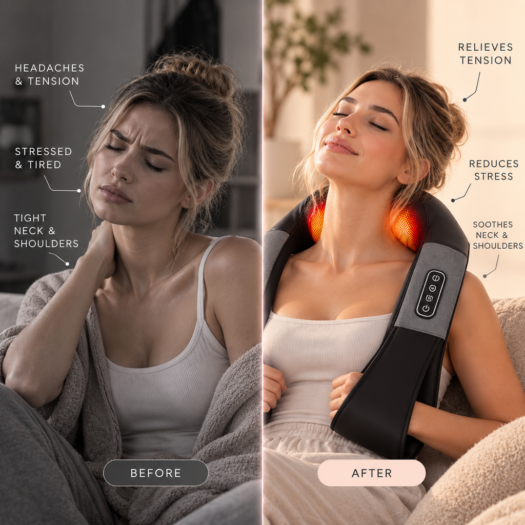The Shiatsu Heated Neck + Shoulder Massager - Your Favorite Deep Muscle Massager waiting for you at Home